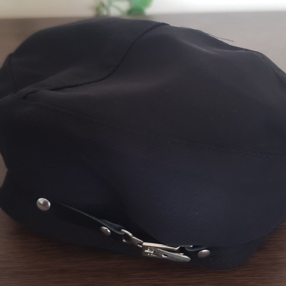 Black Newsboy Cap with Silver Buckle